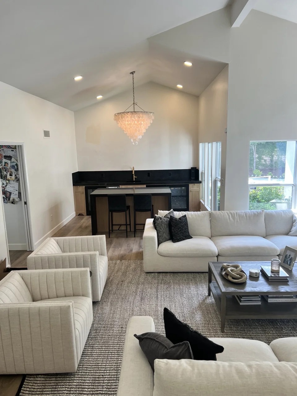 The beverage bar viewed in the context of the adjoining living space.